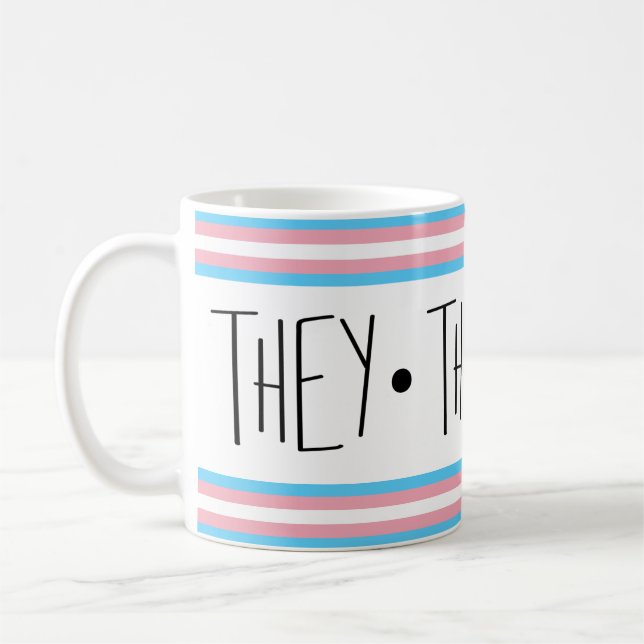 De/de/deras Pronouns Transgender Coffee Mugg (Vänster)