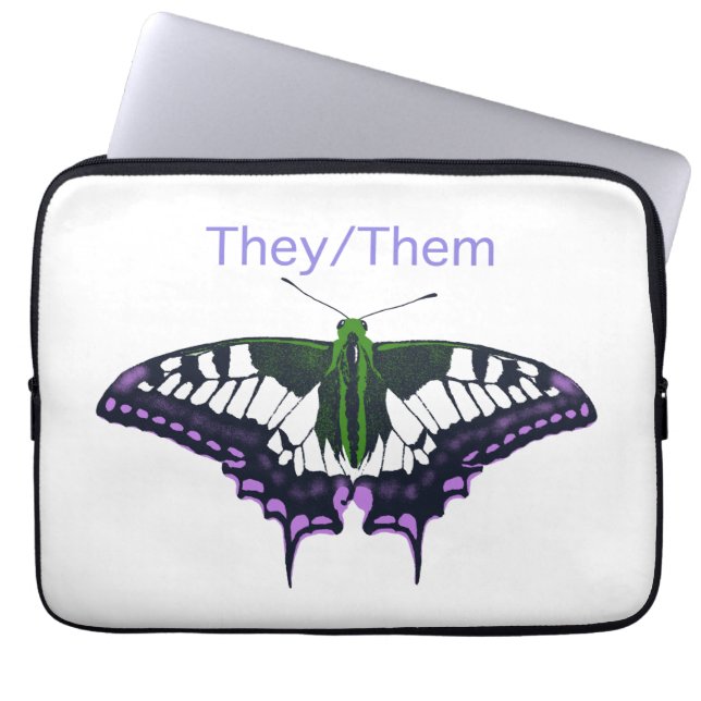 De/de Icke-binära Pridena Sallowtail Butterfly Laptop Fodral (Framsidan)