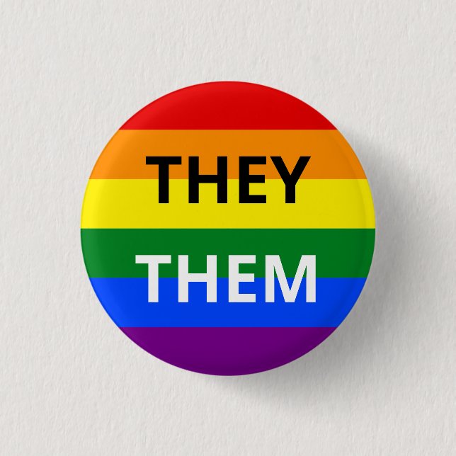 De/de Pronoun Rainbow Badge Knapp (Framsida)