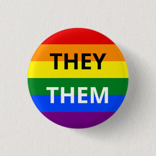 De/de Pronoun Rainbow Badge Knapp