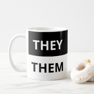 De/de Pronouns Black & White Classic Mugg