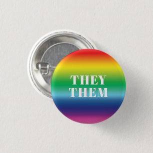 De, de, Pronouns - Lgbtq-pridets regnbåge vita Knapp