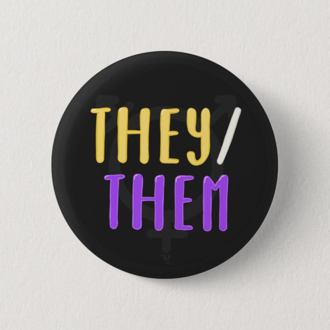 De/de Pronouns Pin Badge Knapp (Framsida)
