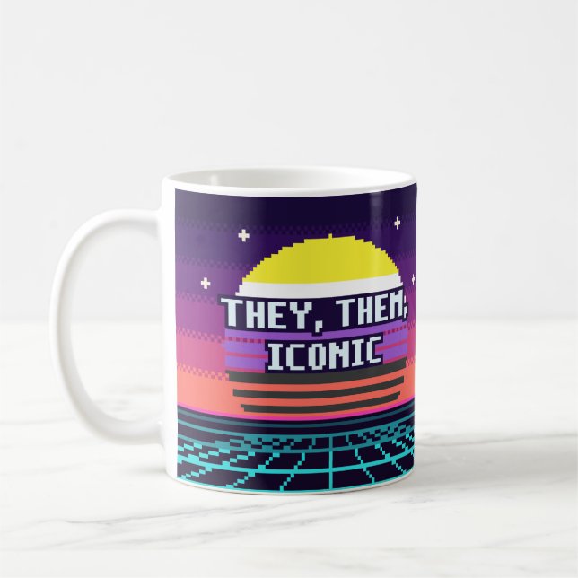 De, Dem, Ikonisk Icke-binär Pride Pixel Mugg (Vänster)