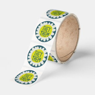 DE / DEM Könord Blomma Stolthet Handskriven Runt Klistermärke