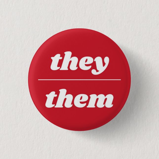 De/dem Pronoun Pin, 12,5 cm Knapp (Framsida)