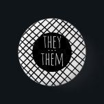 DE/DEM Pronouns handmade Grid Black White Knapp<br><div class="desc">Anpassa med den här coolan. Gör en underbar gåva! Du kan anpassa den och även lägga till text. Kolla min butik för mycket mer färg och mönster! Säg till om du vill ha nåt anpassningsbar också.</div>