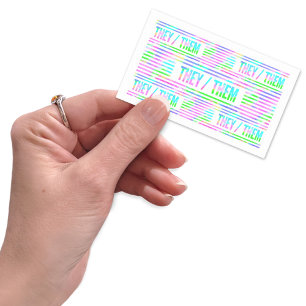 De dem Pronouns Pastel Rand Rektangulärt Klistermärke