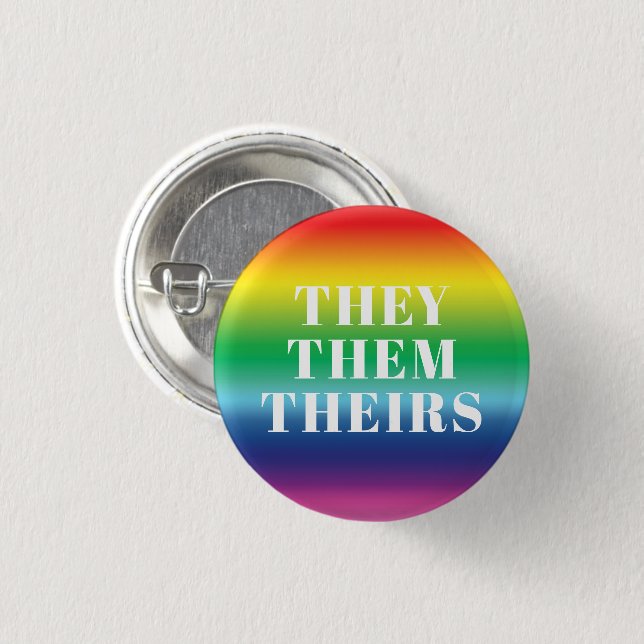 De, deras pronouns Lgbtq-Pridets regnbåge Knapp (Framsida & baksida)