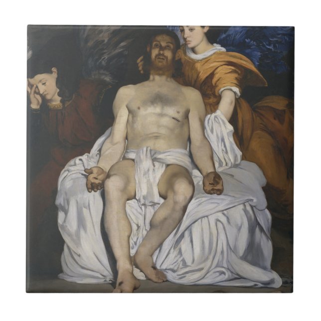 De döda Kristus med Änglar (av Édouard Manet) Kakelplatta (Framsidan)