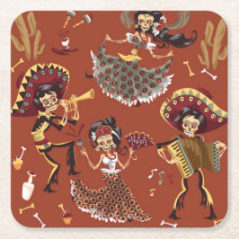 De dödas dag - Día de los Muertos Pappersunderlägg Underlägg Papper Kvadrat