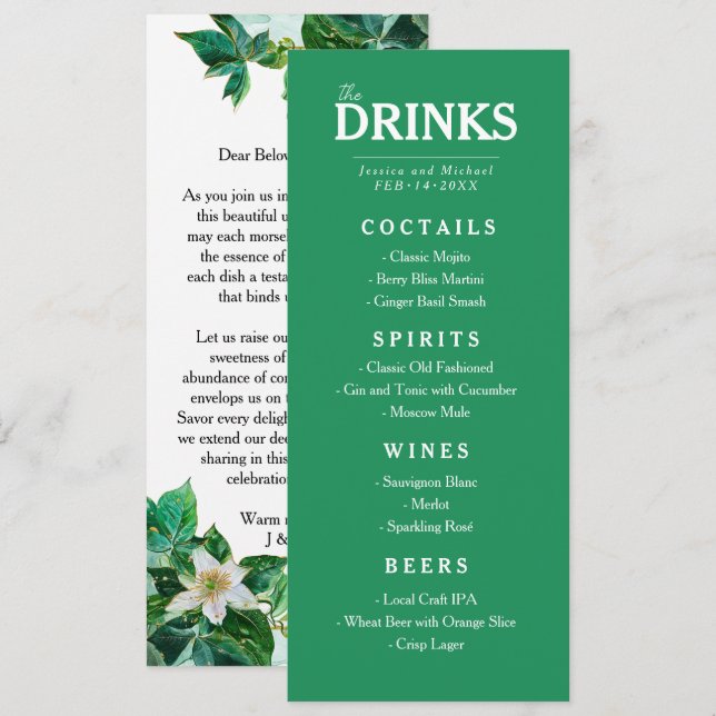 💍De 💚 DRINKAR med Passiflora Serenity Meny (Fram/baksida)