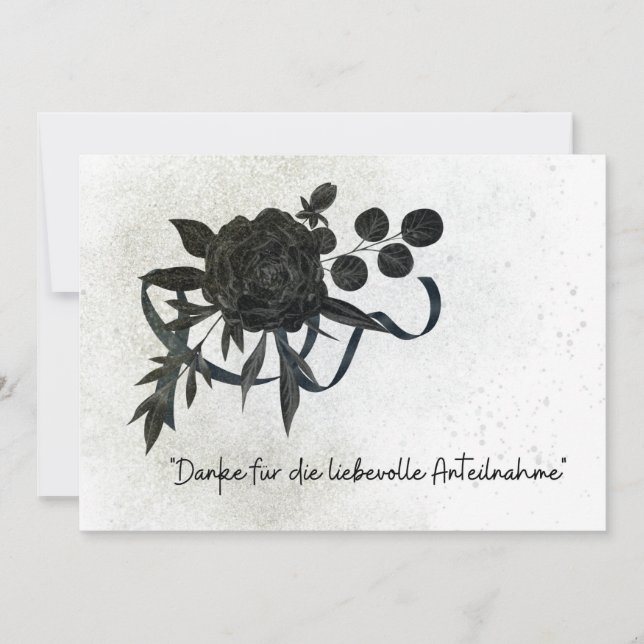 DE | Edle Trauer Danksagung Karte - Schwarze Rose (Framsida)