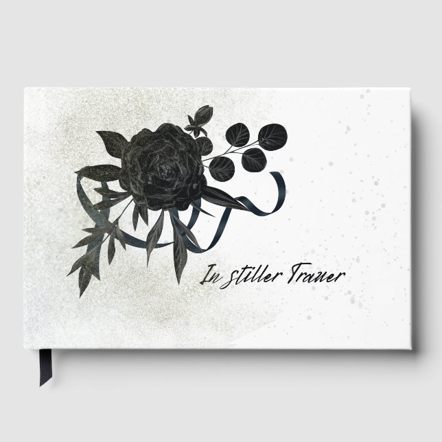 DE | Edles Trauer Kondolenzbuch - Schwarze Rose Gästböcker (Framsida)