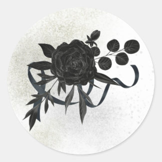DE | Edles Trauersiegel - Schwarze Rose Runt Klistermärke
