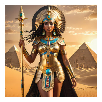 De egyptiska krigarnas gudinna i sanden fototryck