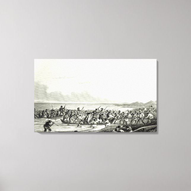 De eskimåer som fyllde båtarna canvastryck (Framsida)