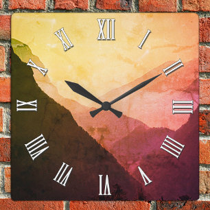 De Everest, vintage Himalayas, Nepal Fyrkantig Klocka