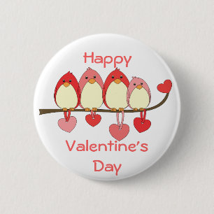 De fåglar på valentines day knapp