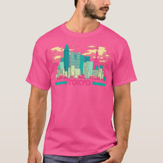 De färgstarka Skyscraperna Tokyo och Cherry Blos T Shirt
