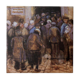 De fattiga och pengar av Vincent van Gogh Kakelplatta