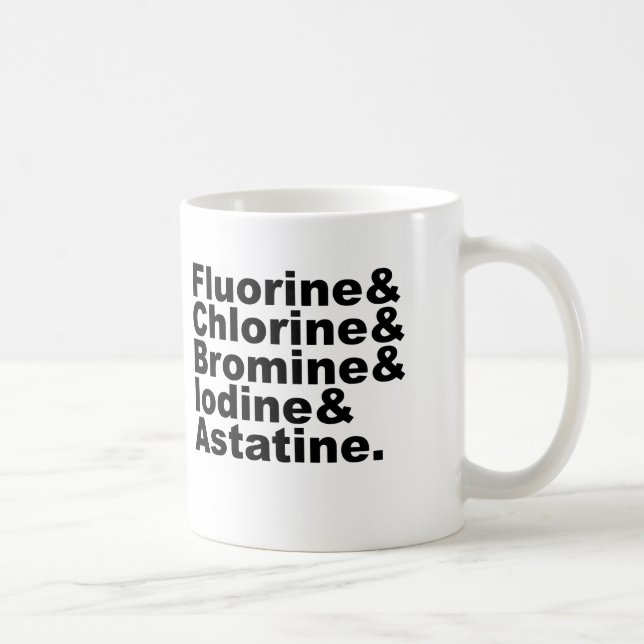 De fem halogenerna inom kemin | Klor Brom Kaffemugg (Höger)
