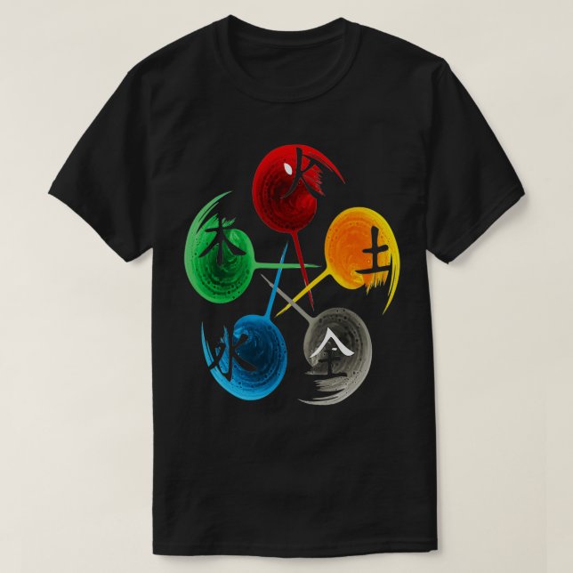 De fem Inslagen Qigong Tai Chi-designen T Shirt (Design framsida)