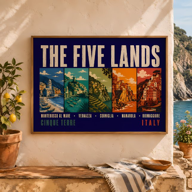 De fem länder Cinque Terre Italien Illustration Poster (Skapare uppladdad)