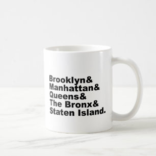 De fem stadsdelarna i New York Kaffemugg