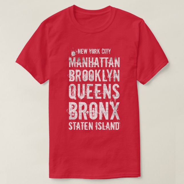 De fem stadsdelarna NYC T Shirt (Design framsida)
