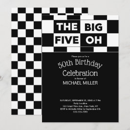 De fem stora, svarta och vita, kontrollerade Mönst Inbjudningar