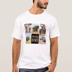 De fem stora vilda djur Afrikansk Safari Foto T Shirt