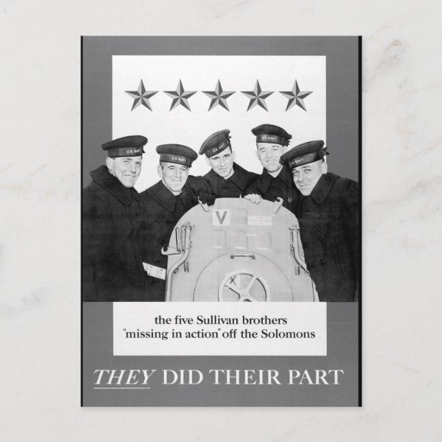 De fem Sullivanbröderna "missing_Krig image" Vykort (Framsida)