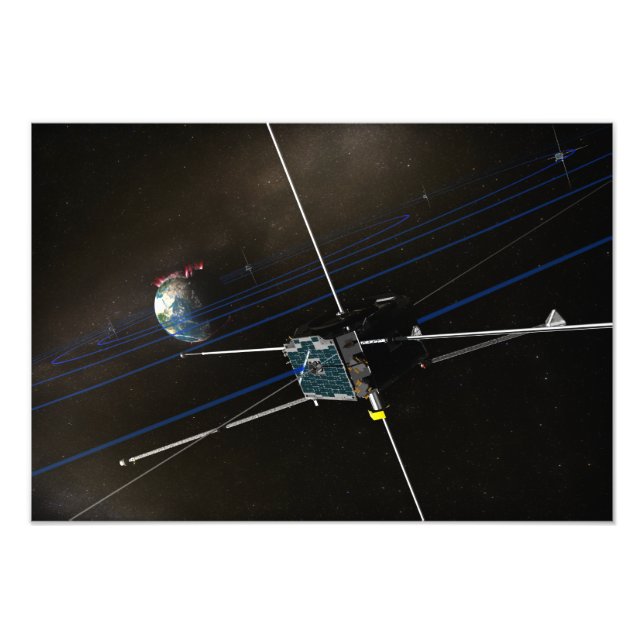 De fem THEMIS-rymdfarkosten i omloppsbana Fototryck (Framsidan)