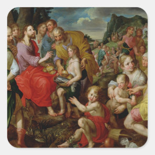 De fem tusen Matande Fyrkantigt Klistermärke