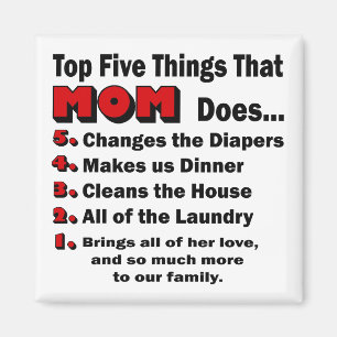 De fem vanligaste Sakerna som Mamma gör Magnet
