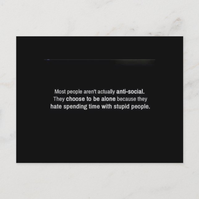 DE FLESTA MÄNNISKOR ÄR INTE ANTISOCIAL DE BARA VÄL VYKORT (Framsida)