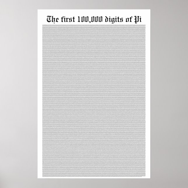 De första 100 000 siffrorna i Pi Poster (Framsidan)