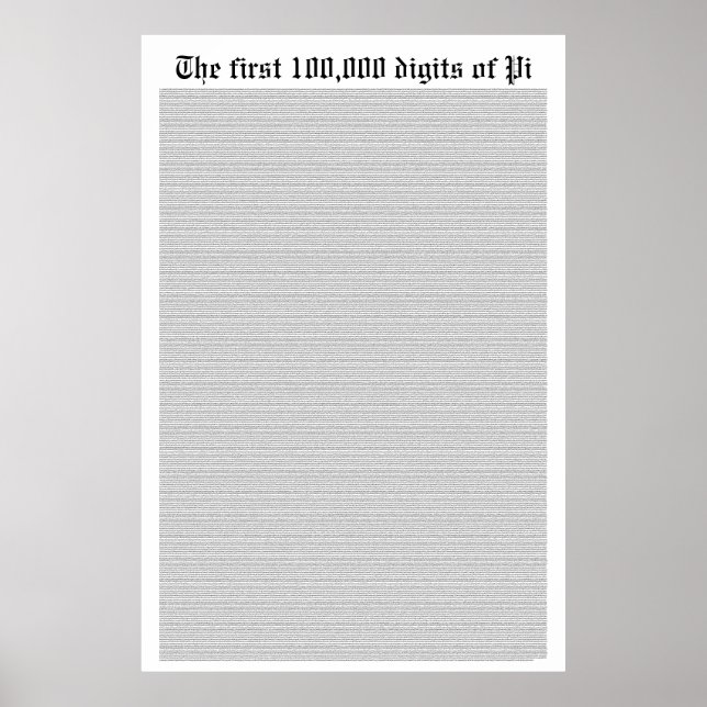 De första 100 000 siffrorna i Pi Poster (Framsidan)