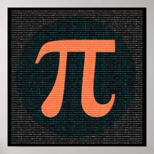 De första 10 000 siffrorna i Pi i blått och orange Poster