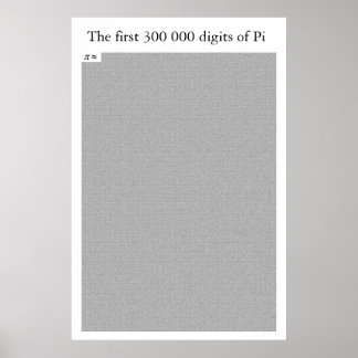 De första 300 000 siffrorna i Pi Poster