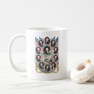De första tio presidenterna i Förenade Stater Kaffemugg