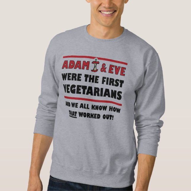 De första vegetarianernas roliga t-shirt-sägningar långärmad tröja (Framsida)
