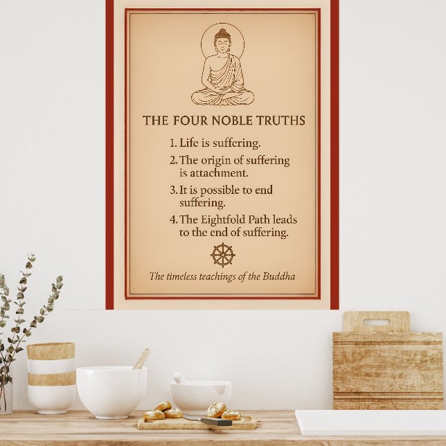 De fyra ädla sanningarna Buddha Väggkonst (Kök)