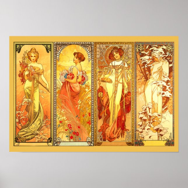 De fyra århundradena - av Alfons Mucha Poster (Framsidan)