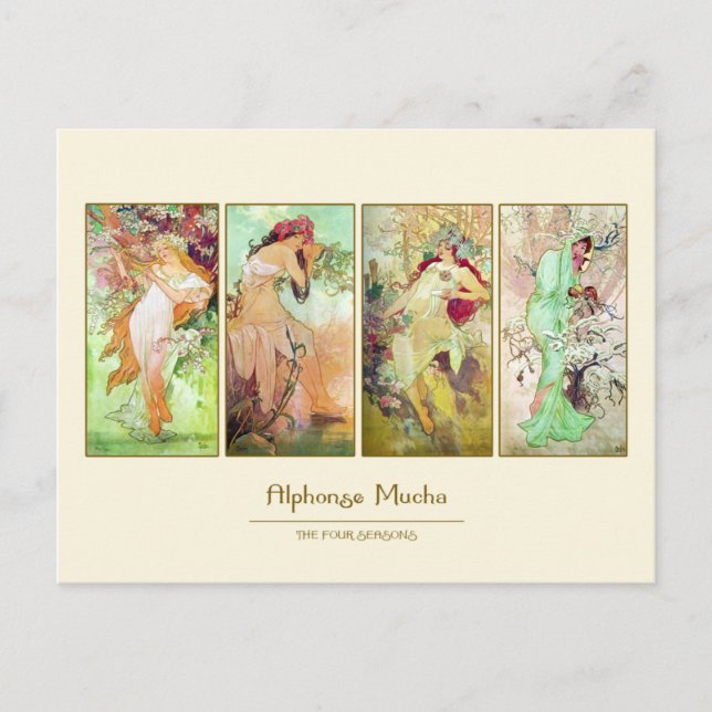 De fyra årstiderna, Alphonse Mucha Vykort (Framsida)