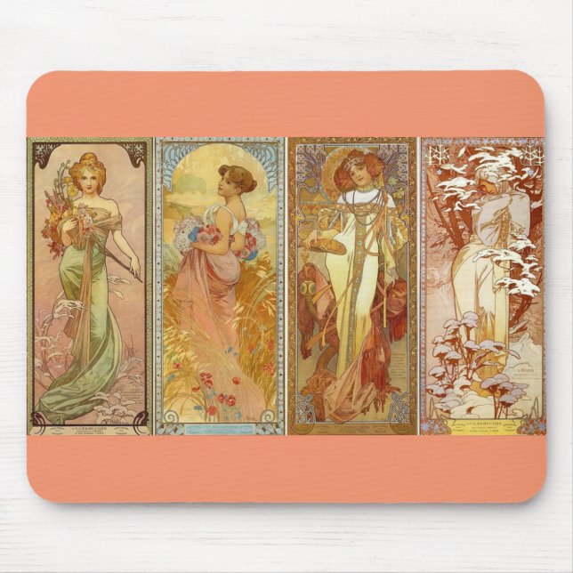 De fyra årstiderna Art Nourveau Musmatta (Framsidan)