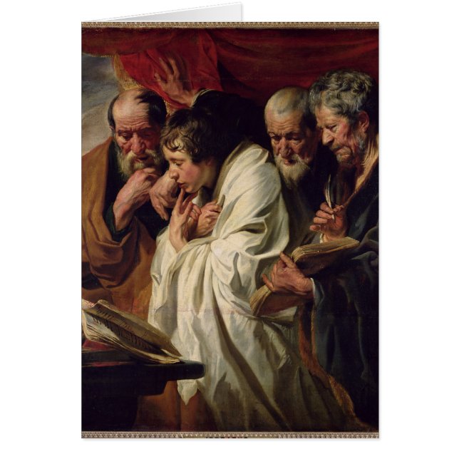 De fyra evangelistsna hälsningskort (Framsidan)