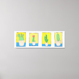 De fyra kaktarna. Enkel modern konst teckning. Canvastryck