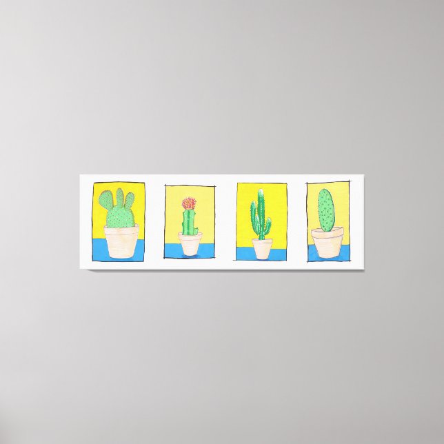 De fyra kaktarna. Enkel modern konst teckning. Canvastryck (Framsida)